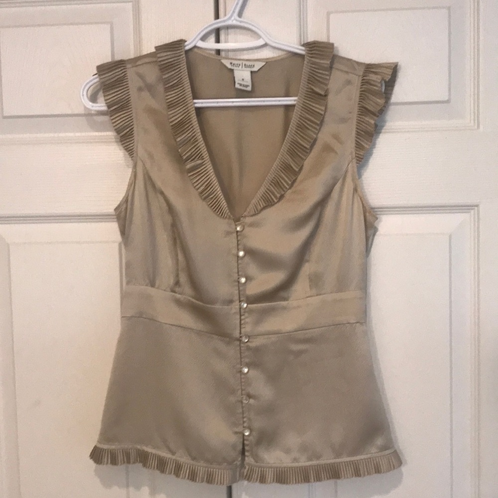 White House Black Market gold sleeveless silk top